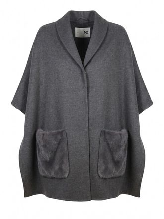 Manzoni24 Cashmere Cape With Mink Details