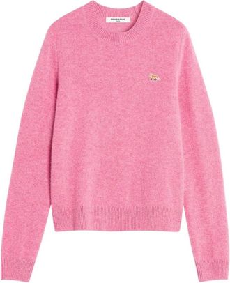 Maison Kitsun&eacute; Baby Fox Wol Regular Trui - Dames - Ronde hals truien - Roze - S - Wol - Truien & Vesten