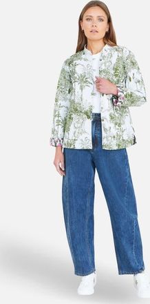Yumi Collar Reversible Cotton Quilted Jacket in Green at Nordstrom, Size 10