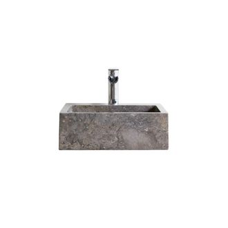 Tikamoon Lavabo cuadrado de m&aacute;rmol gris an. 41 cm