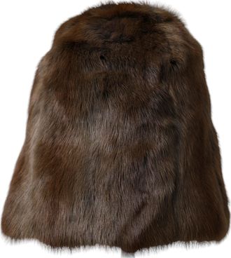 Dolce & Gabbana Womens Weasel Fur Beanie Brown