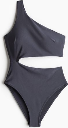 H&M Badeanzug mit wattierten Cups und High Leg - Grau