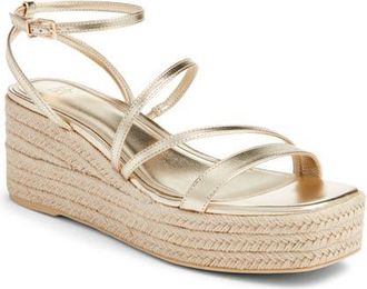 BP. Coco Espadrille Ankle Strap Platform Wedge Sandal in Gold Light Metallic at Nordstrom, Size 7.5