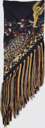 Etro Foulard in pura seta con stampa Paisley e bordi con frange