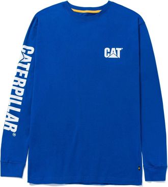CAT Merkenbanner Lange Mouwen Katoenen Heren Blauwe T-shirt