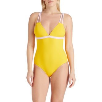 Valimare Aruba Double Strap One-piece Swimsuit in Yellow at Nordstrom, Size Medium It
