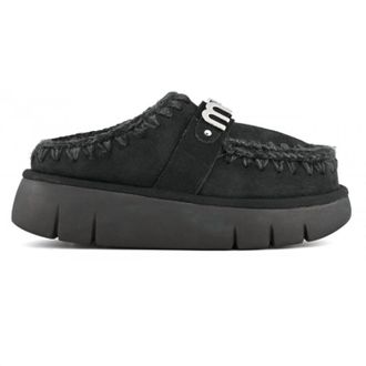 Mou Womens Bounce Metal Logo Clogs In Black