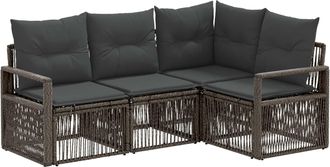 vidaXL Conjunto De Sof&aacute;s De Jard&iacute;n 4 Uds. Gris Rat&aacute;n Sint&eacute;tico Vidaxl