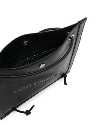 Saint Laurent Womens Universite Logo Flat Crossbody Bag Black > Shoulder