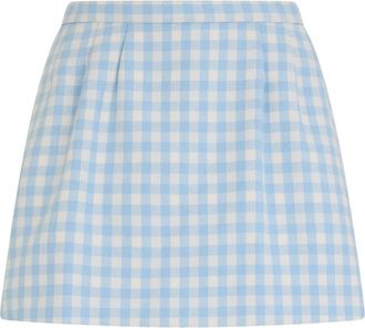 Red Valentino Gingham-check Mini Skort - Dames - Korte rokken - Blauw - S - Katoen - Rokken