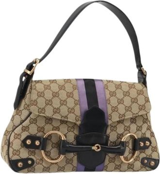 Gucci Pre-owned GG Canvas Schoudertas - Dames - Vintage Schoudertas - Beige - ONE Size - Leer - Vintage