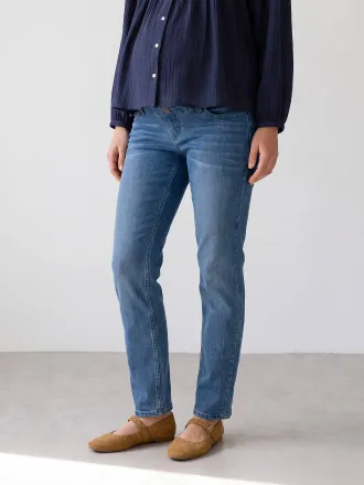 Vertbaudet Umstandsjeans Slim-Fit mit Stretch-Einsatz, Bundweite verstellbar blue stone