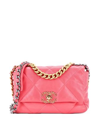 Chanel 19 Flap Bag Quilted Leather Medium crossbody bag - Pink