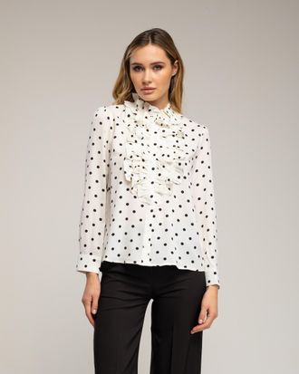 Tantra Blouse met stippen en ruches op de borst
