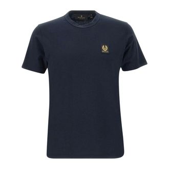 Belstaff T-Shirts, male, Blue, Size: 2XL Blue Cotton T-shirt with Phoenix Logo