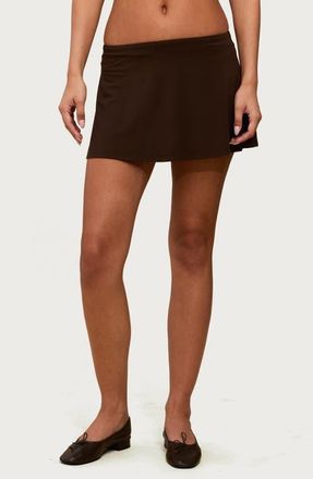 Edikted Keisha Flared Low Rise Miniskort in Brown at Nordstrom, Size X-Small