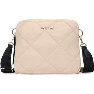 MZ Wallace Madison Quilted Nylon Crossbody Bag in Buff/Black at Nordstrom
