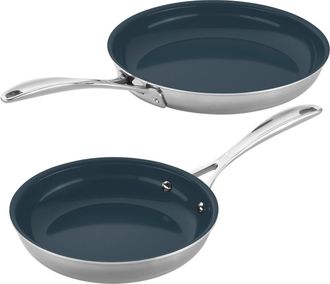 Zwilling Clad CFX 2-pc Stainless Steel Ceramic Nonstick 8-in & 10-in Fry Pan Set