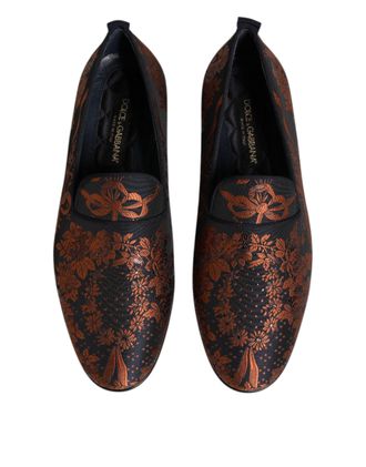 Dolce & Gabbana Mens Black Jacquard Polyester Slip On Loafers Shoes Po Me Co Vi