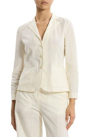 Theory Shrunken Organic Cotton Blazer in Ivory at Nordstrom, Size 10