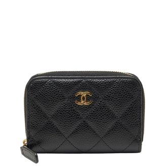 Chanel Black Grained Calfskin Coin Purse/Coin Case (Pre-Owned)
