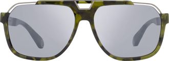 Philipp Plein SPP046M Logo-Plaque Navigator Sunglasses - Green