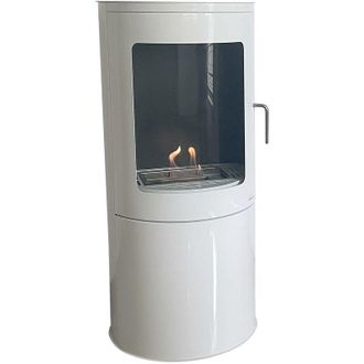 Purline Estufa De Etanol En Acero Puerta De Cristal Templado Blanco