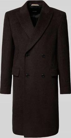 HUGO BOSS Regular Fit Wollmantel aus Alpaka-Mix Modell HYDE-DB-PEAK-254 in Dunkelbraun, Gr&ouml;&szlig;e 50