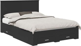 vidaXL Bed Frame with Headboard Black 135 x 190 cm Engineered Wood vidaXL