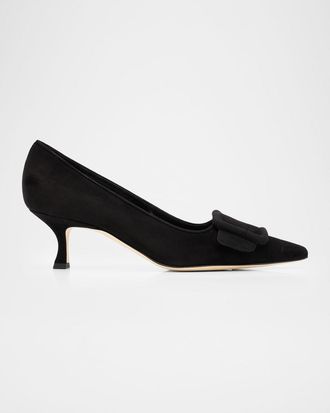 Manolo Blahnik Maysale Suede Buckle Pumps