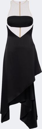 DAVID KOMA Vestido midi asim&eacute;trico con malla