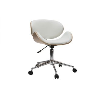 Miliboo Miliboo - Silla De Escritorio Dise&ntilde;o Pu Blanco Y Madera Clara Walnut