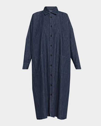 Eskandar Angle To Front Side Seam Shirt Dress With Collar