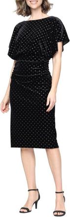 S.L. Fashions Hotfix Sequin Stretch Velvet Cocktail Dress in Black Gold at Nordstrom, Size 18