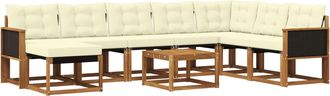 vidaXL Conjunto De Sof&aacute;s De Exterior 9 Uds. Natural Y Crema Vidaxl