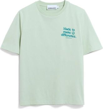 Armedangels Lualaa Embro T-Shirt f&uuml;r Damen | grau/gr&uuml;n