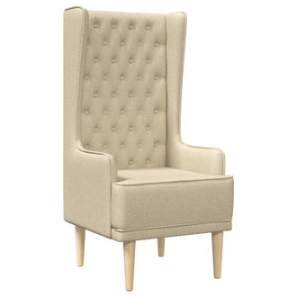 vidaXL Silla De Respaldo Alto Con Capiton&eacute; Con Botones Crema Tela Vidaxl