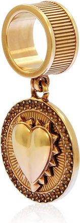 Roberto Cavalli Ladies Antique Gold Tone Heart Pendant Ring, Size 12