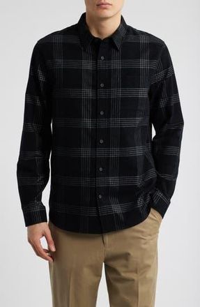 Vince Plaid Corduroy Button-Up Shirt in Black/off White at Nordstrom Rack, Size Large