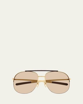 Gucci 61mm Metal Aviator Sunglasses