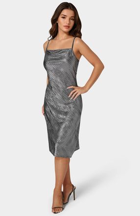 Bebe WomenS Foil Pleat Cowl Midi Dress