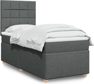 vidaXL Vidaxl - Cama Box Spring Con Colch&oacute;n Tela Gris Oscuro 90x190 Cm
