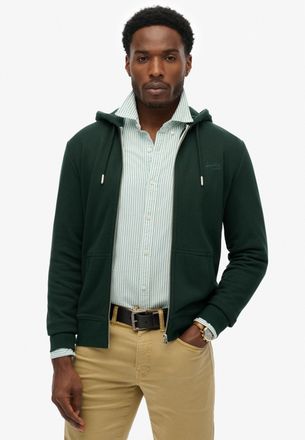 Superdry Kapuzensweatjacke SUPERDRY ESSENTIAL LOGO ZIP HOODIE HB, Herren, Gr. XXL, forest gr&uuml;n, angeraute Sweatware, Obermaterial: 100% Seide, unifarben, slim 