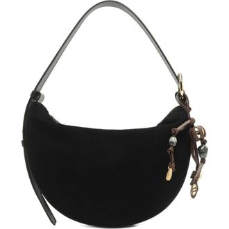 Arezzo Medium Simone Suede Shoulder Bag in Preto/Preto/New Cocoa at Nordstrom