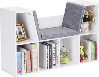 Costway Costway - Librer&iacute;a Estanter&iacute;a Para Libros Con Asiento Biblioteca Mueble Infantil En Hogar Jard&iacute;n De Infancia