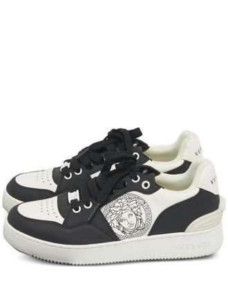 Versace Medusa leather sneakers - women - Calf Leather/Fabric/Rubber - 37 - Black