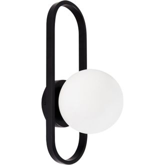 Beliani L&aacute;mpara De Pared Moderna Con Forma Geom&eacute;trica Y Pantalla Esf&eacute;rica De Vidrio Opaco Negro Vardi