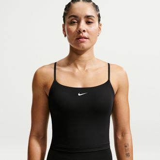 Nike Womens One Medium-Support Padded Adjustable Sports Bra Tank Top in Black | IR1893-010