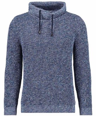 Ragman Rollkragenpullover RAGMAN, Herren, Gr. 52, blau (blau gemustert, 980), Strick, 100% Baumwolle, ohne Ausschnitt, Pullover Rollkragenpullover