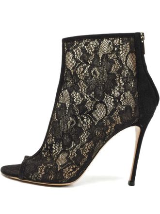 Gianvito Rossi lace open-toe ankle boots - Black